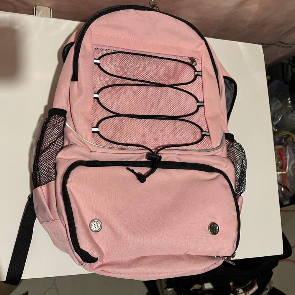 Pink Backpack with lots of pockets